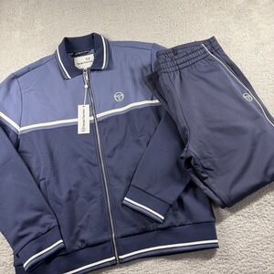 Sergio Tacchini Tracksuit Mens XL / L Blue Italian Jacket Pants Mob Mafia NWT